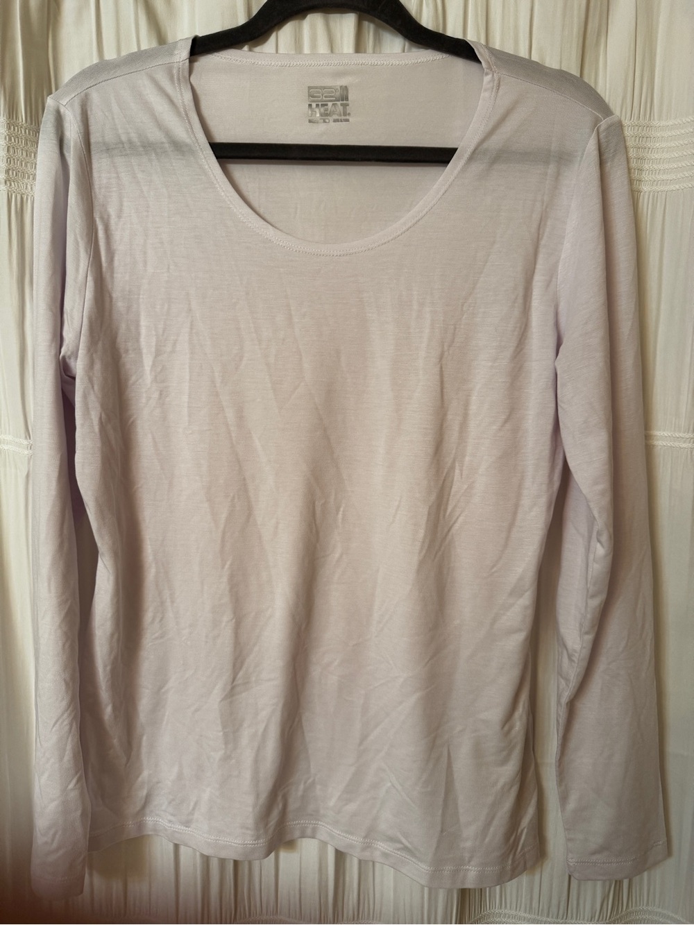 32 Degrees Heat White Long-Sleeve Scoop Neck Top XL